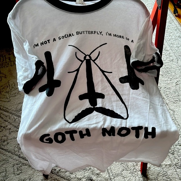 Wicked Clothes Goth Moth Ringer Tee - Picture 3 of 4